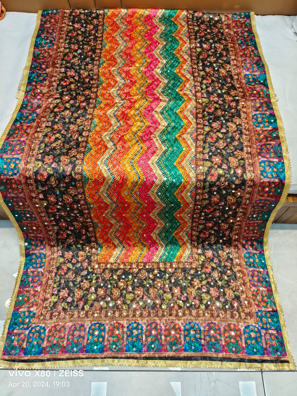 Baagh Bahaar Mirror-Embellished Jacquard Dupatta