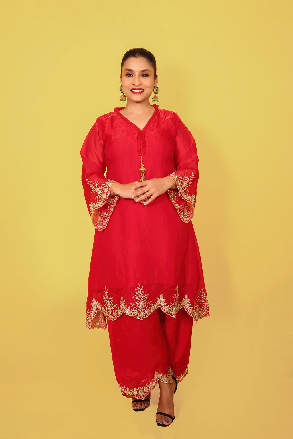 Palak – 3 Piece Salwar Suit (Red)