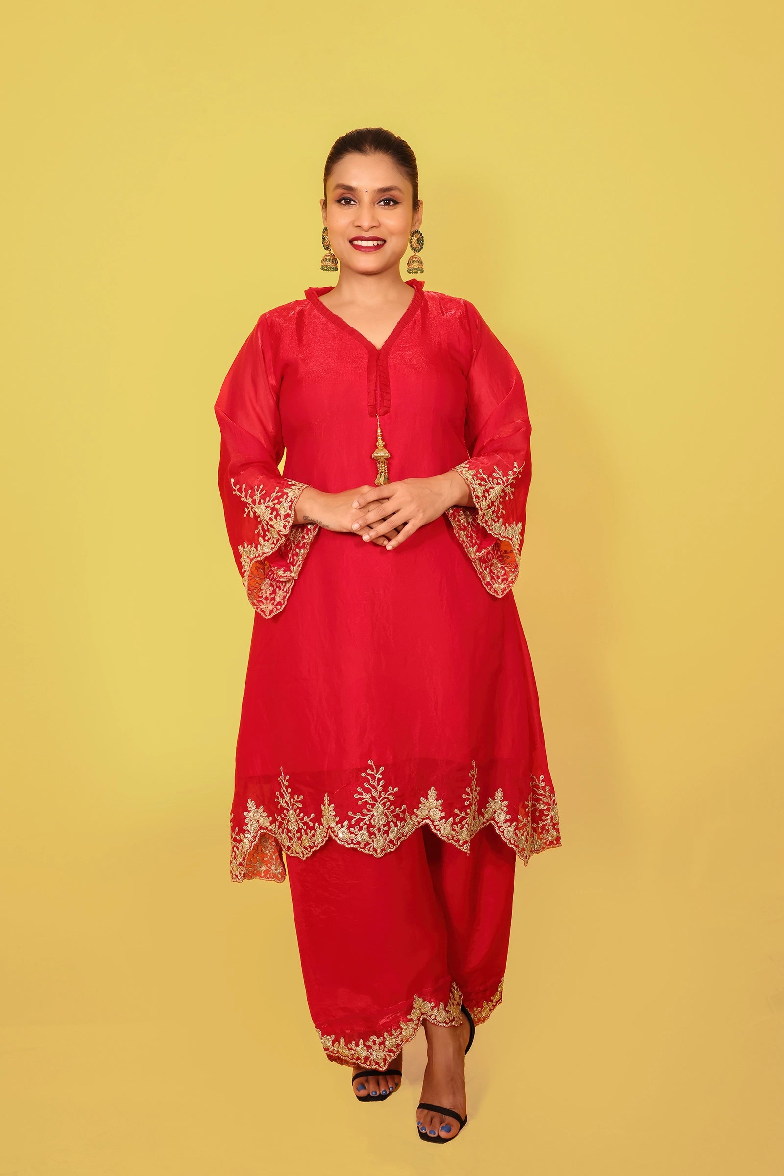 Palak – 3 Piece Salwar Suit (Red)