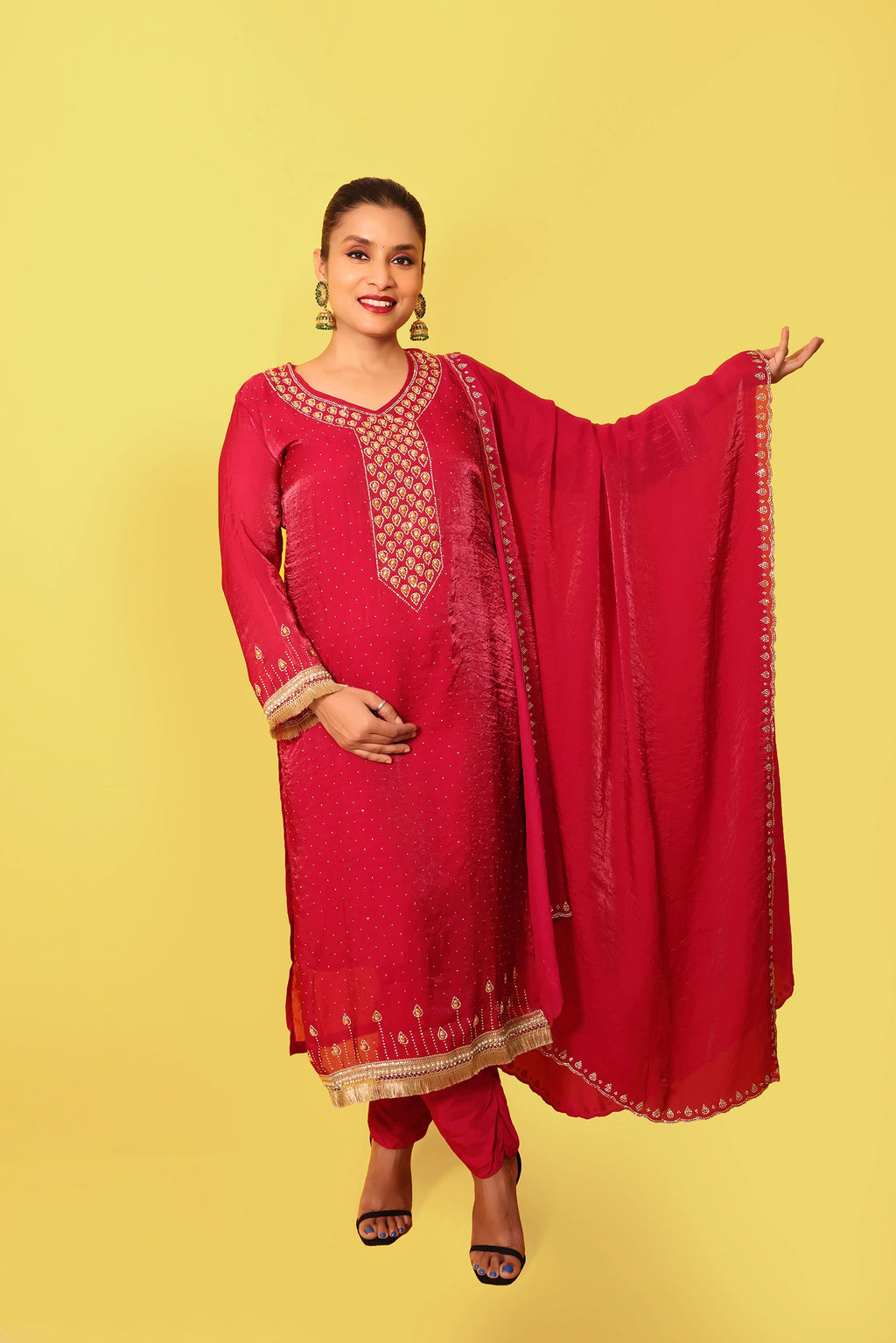 Mallika – 3 Piece Salwar Suit (Rani Pink)