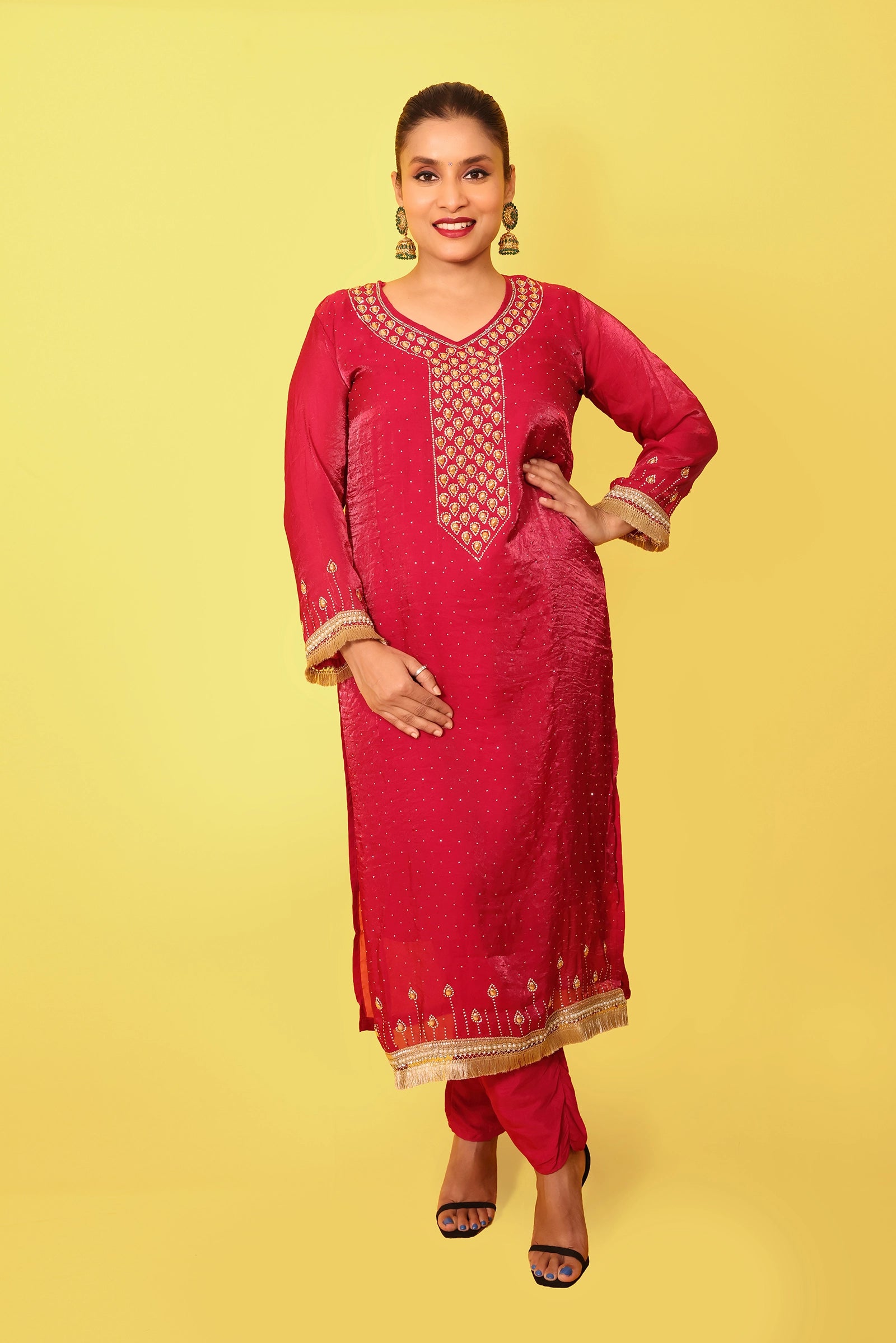 Mallika – 3 Piece Salwar Suit (Rani Pink)