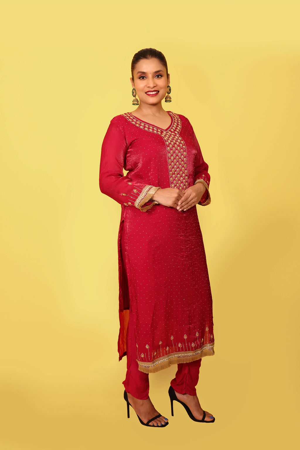 Mallika – 3 Piece Salwar Suit (Rani Pink)