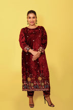 Dil Pasand – 3 Piece Salwar Suit (Maroon)