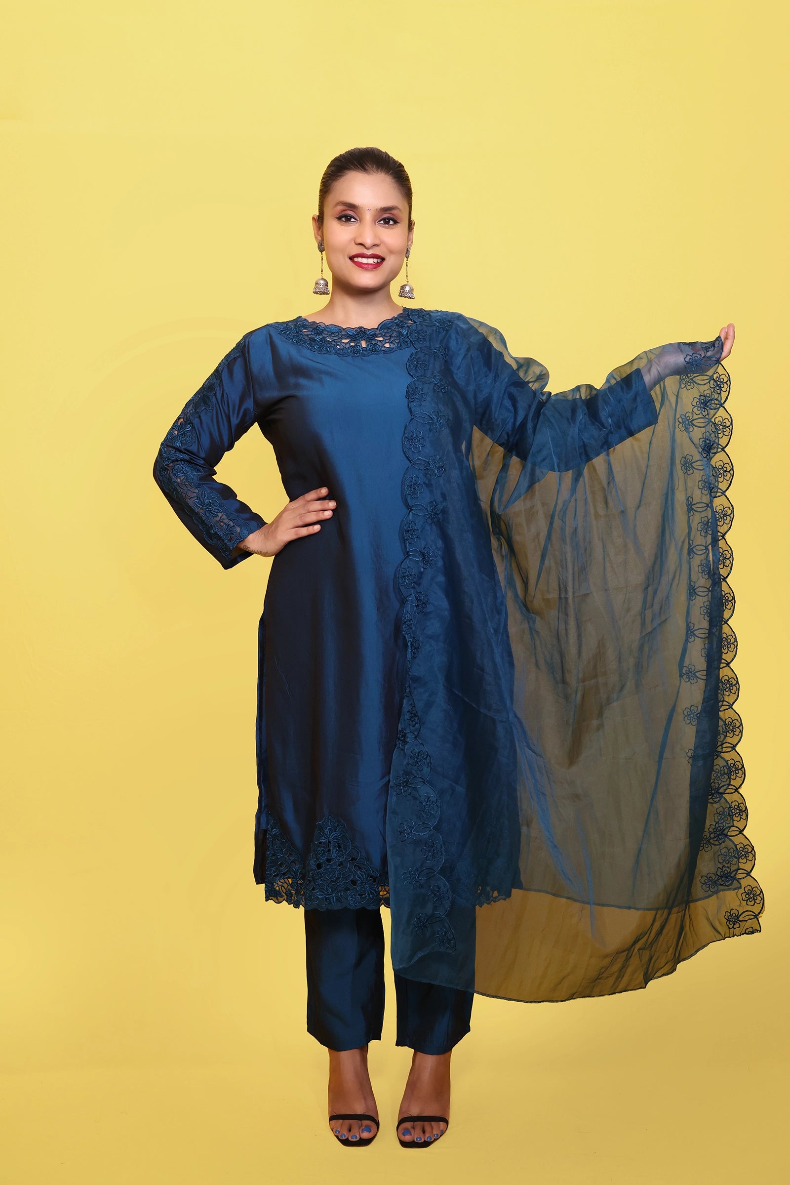 Afsana – 3 Piece Salwar Suit (Navy Blue)