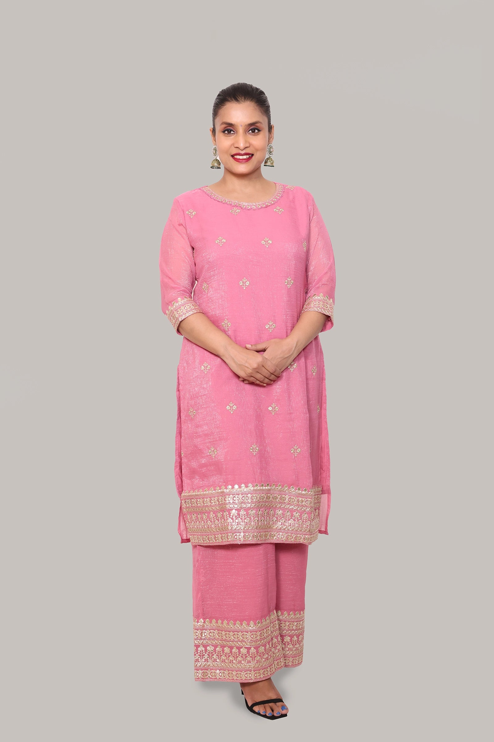 Adina – 3 Piece Palazzo Salwar Suit (Pink)