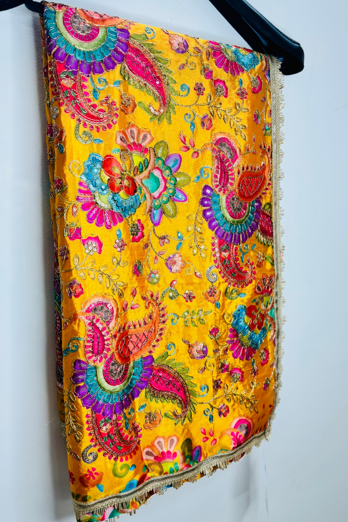 Kesar Gulnaaz - Yellow Crepe Dupatta