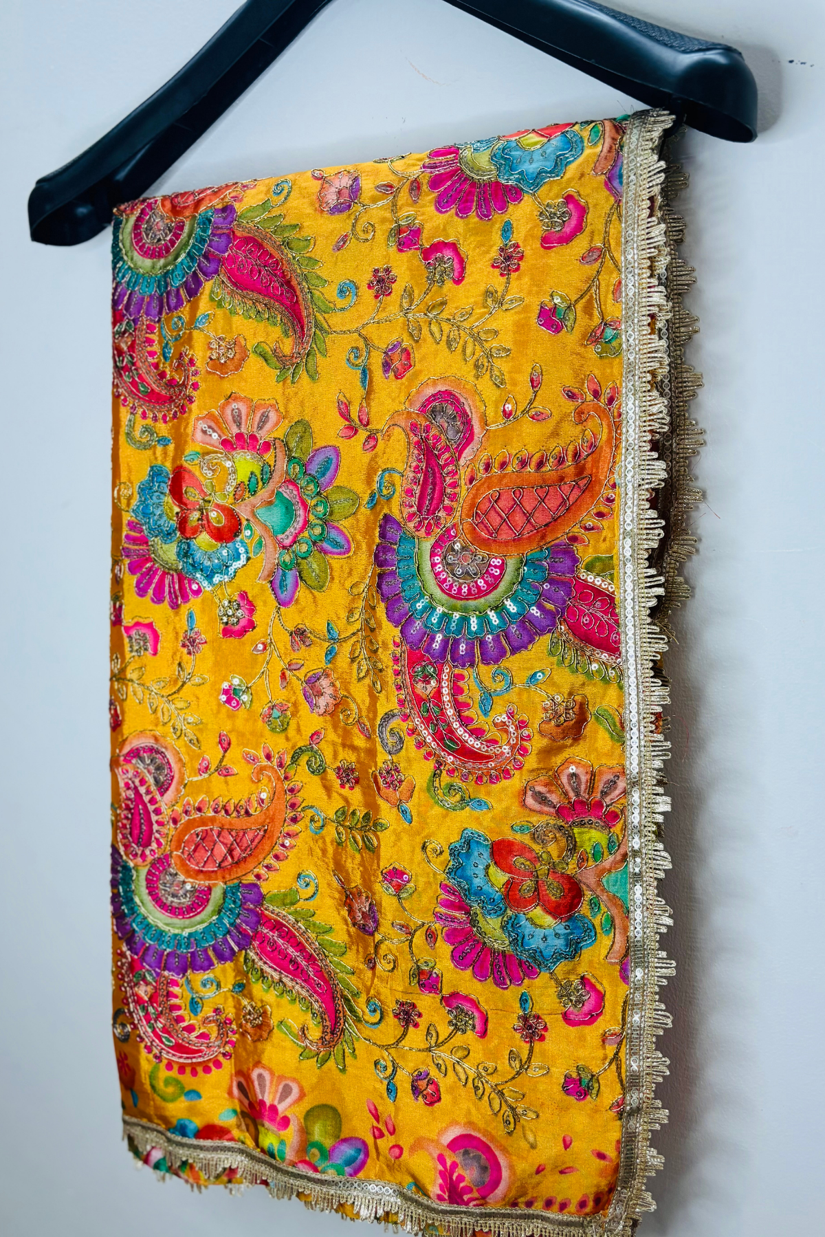 Kesar Gulnaaz - Yellow Crepe Dupatta