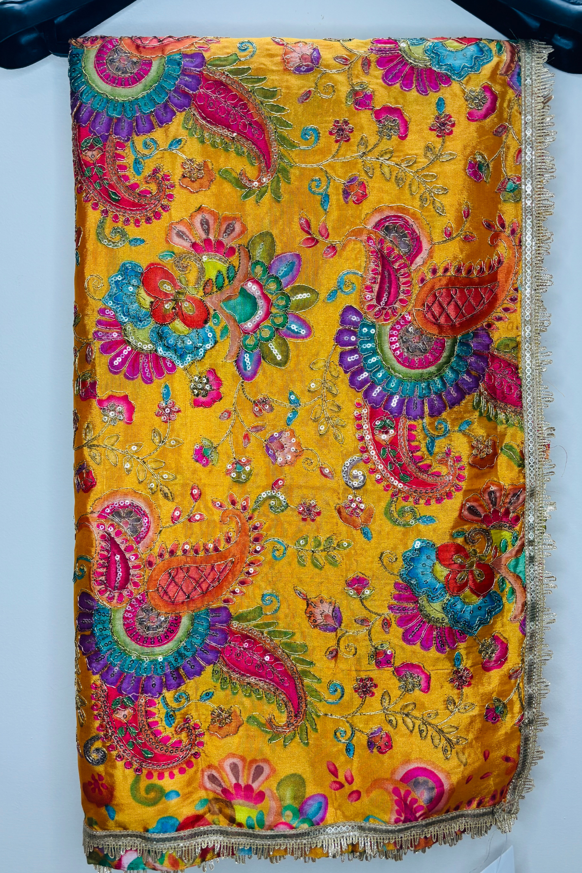 Kesar Gulnaaz - Yellow Crepe Dupatta