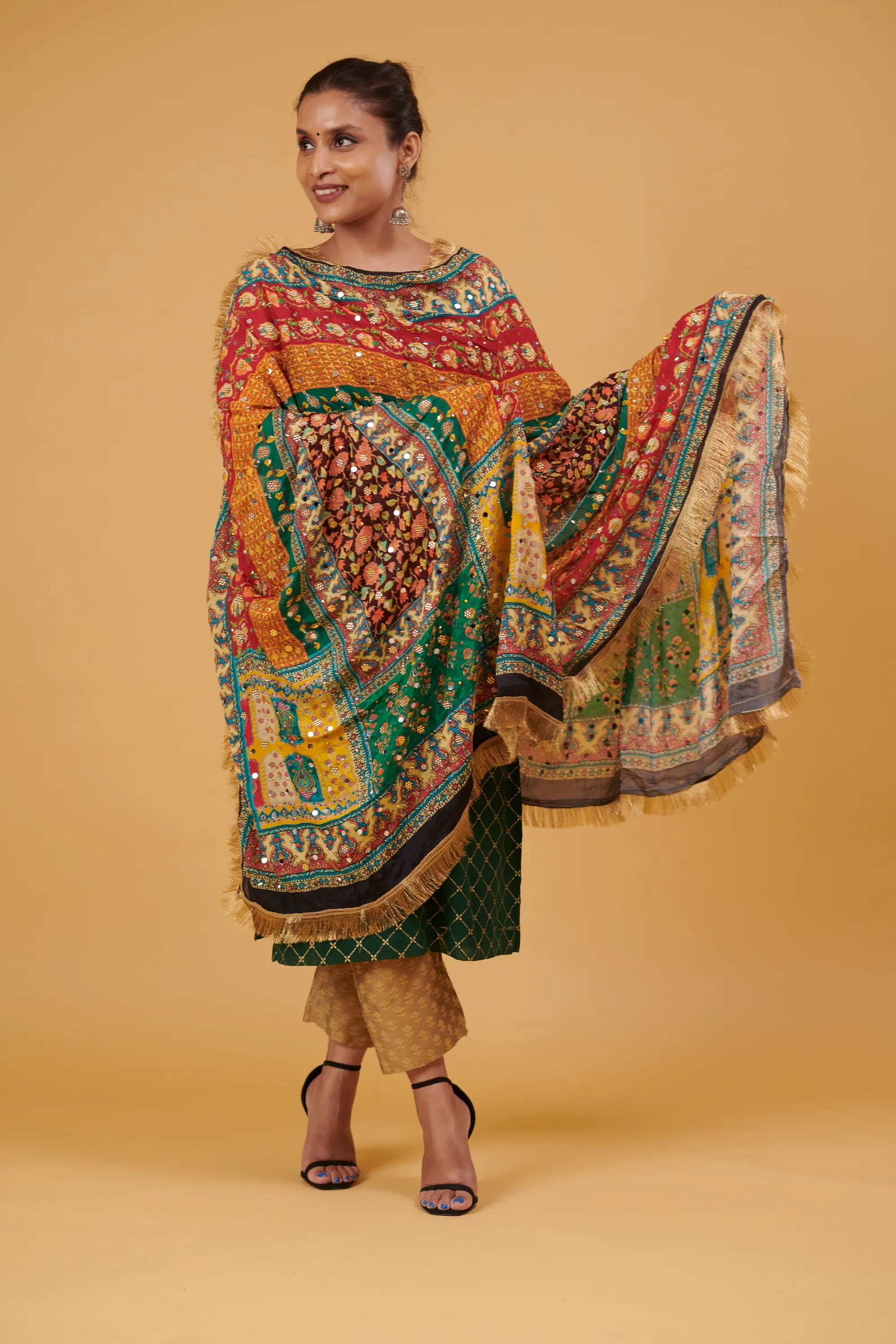 Vasundhara Mirror-Embellished Chinon Dupatta
