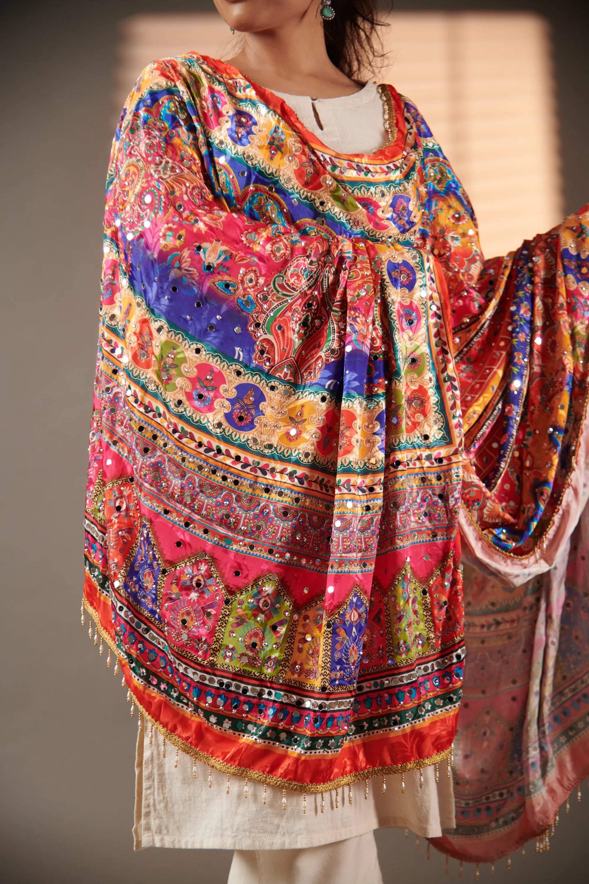 Rajwada Mirror-Embellished Jacquard Dupatta