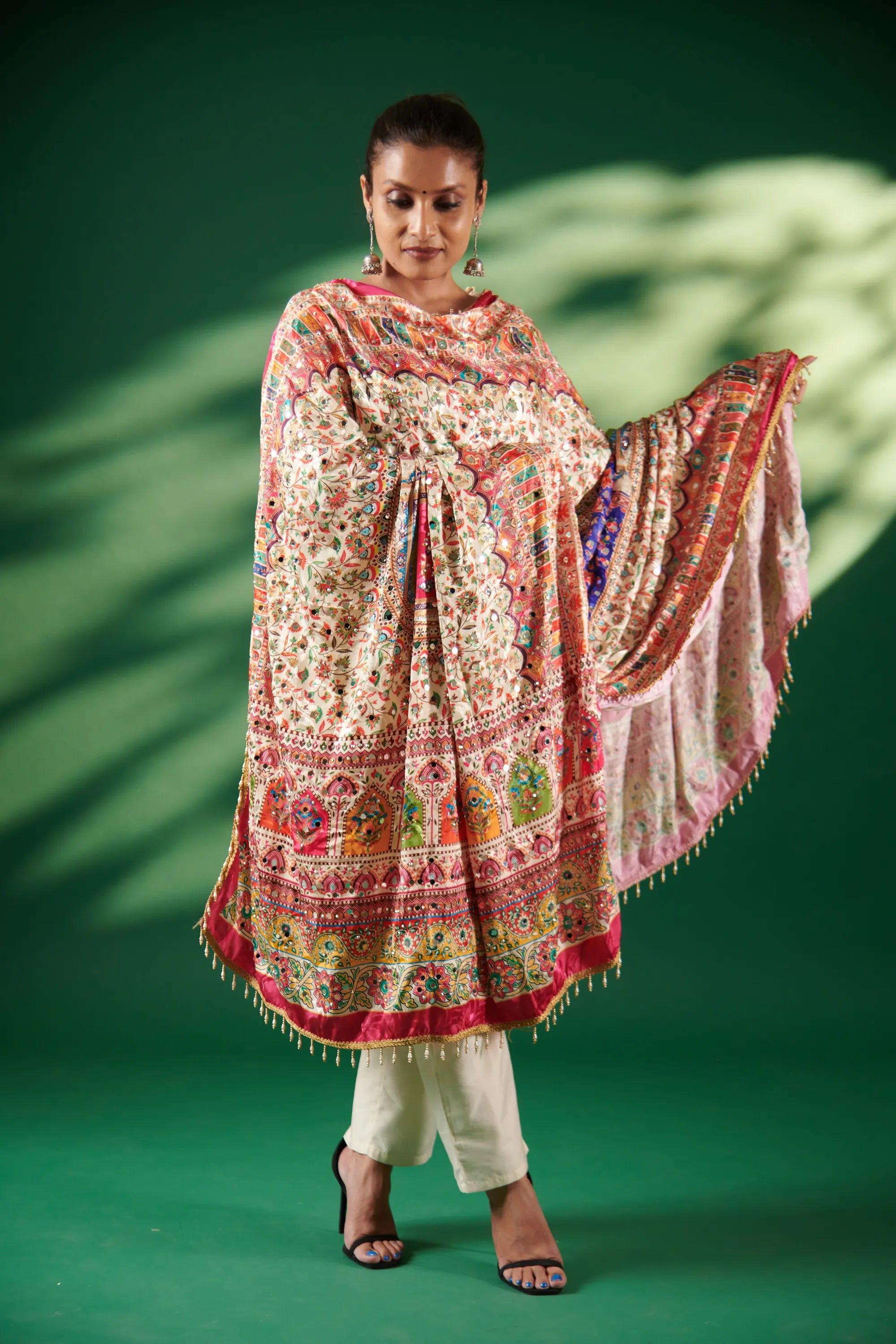 Sheesh Mahal Mirror-Embellished Jacquard Dupatta