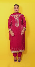 Mallika – 3 Piece Salwar Suit (Rani Pink)