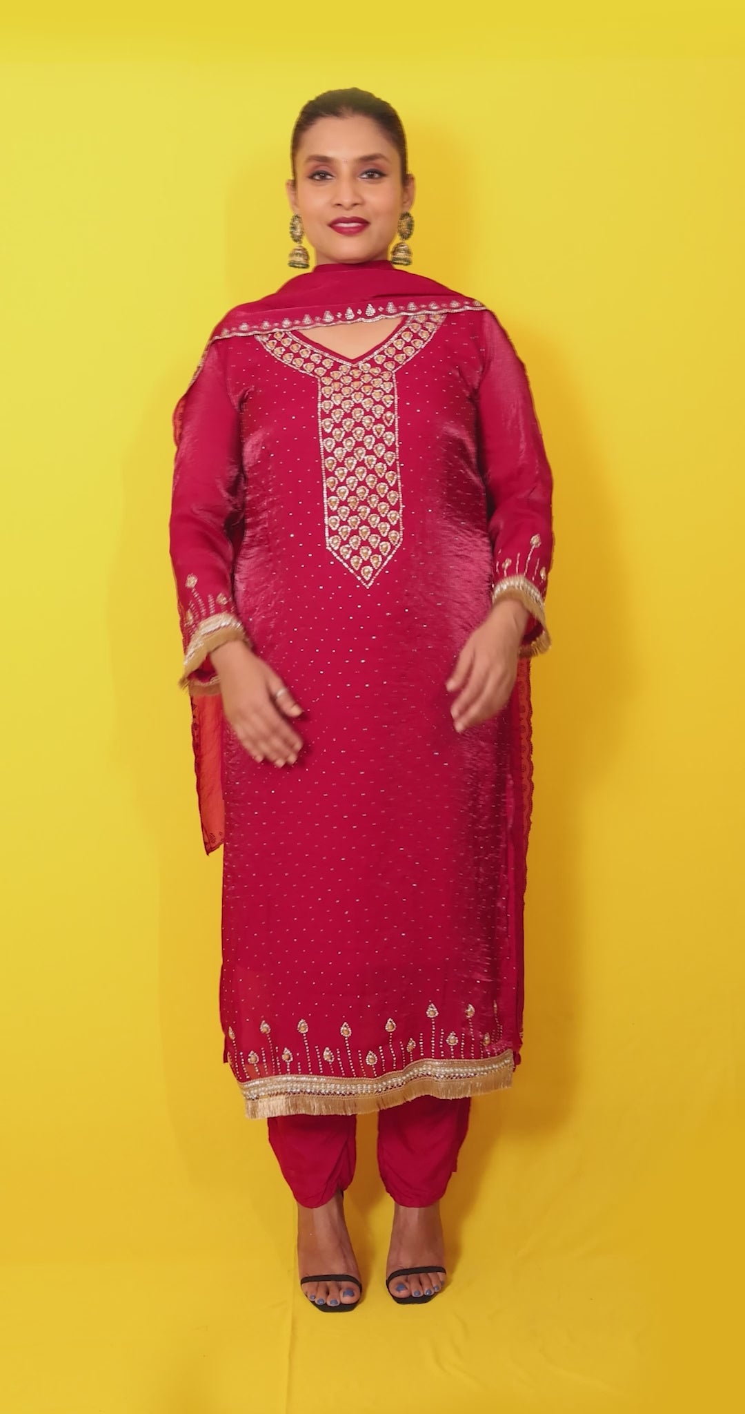 Mallika – 3 Piece Salwar Suit (Rani Pink)