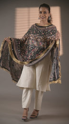 Shaam Gulabi Mirror-Embellished Chinon Dupatta