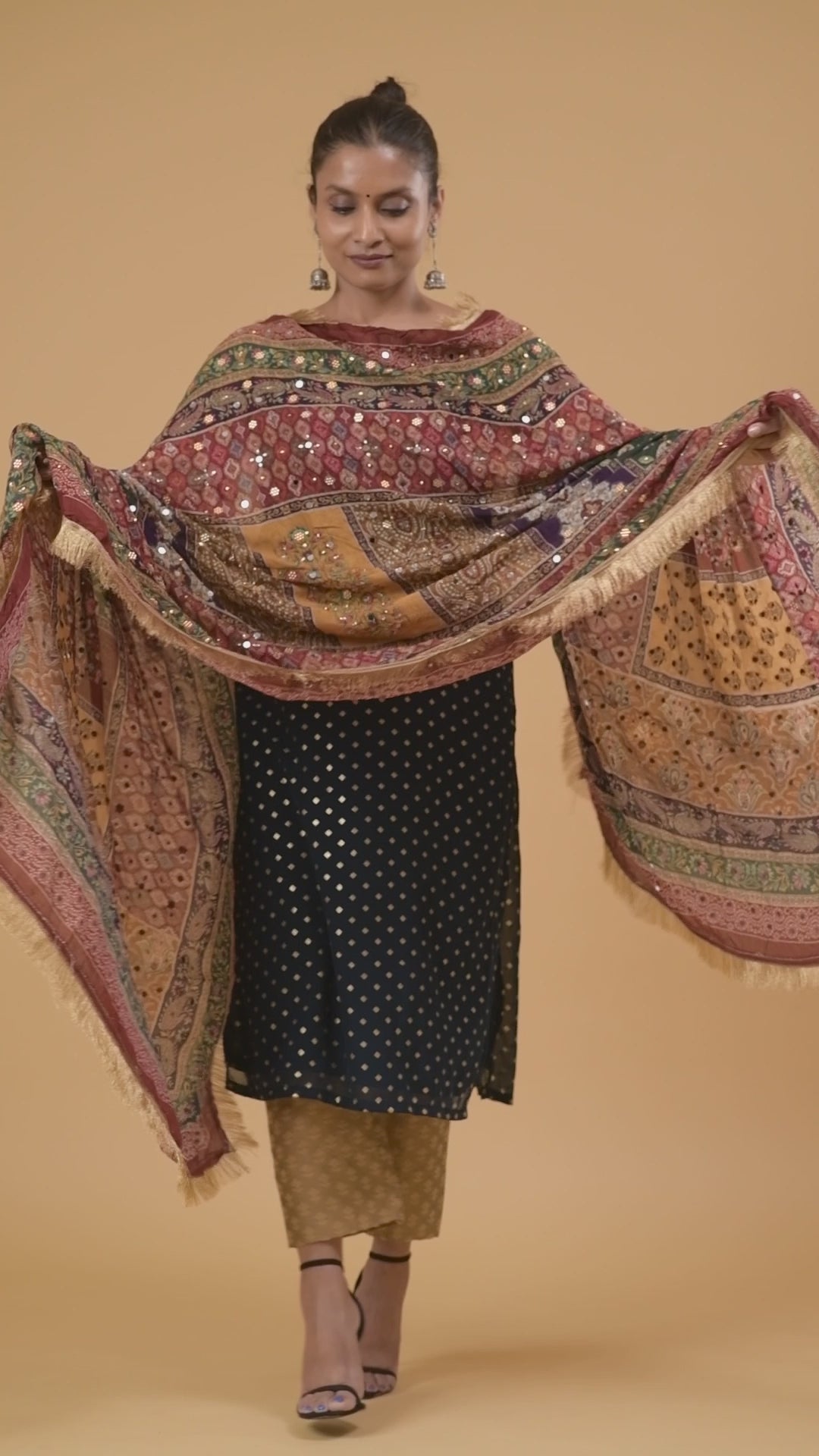 Rajnivaas Mirror-Embellished Chinon Dupatta