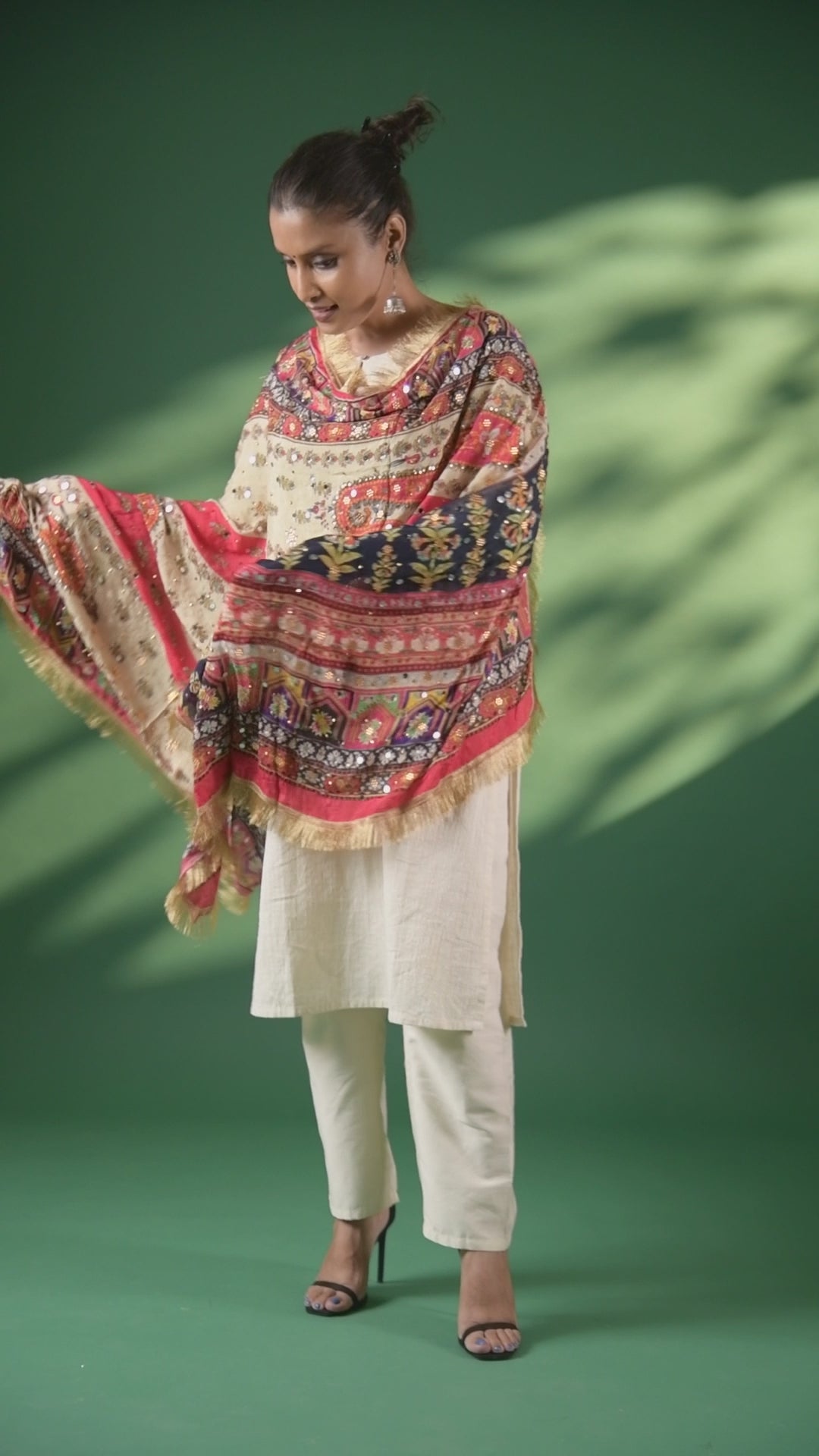 Rajvalli Mirror-Embellished Chinon Dupatta