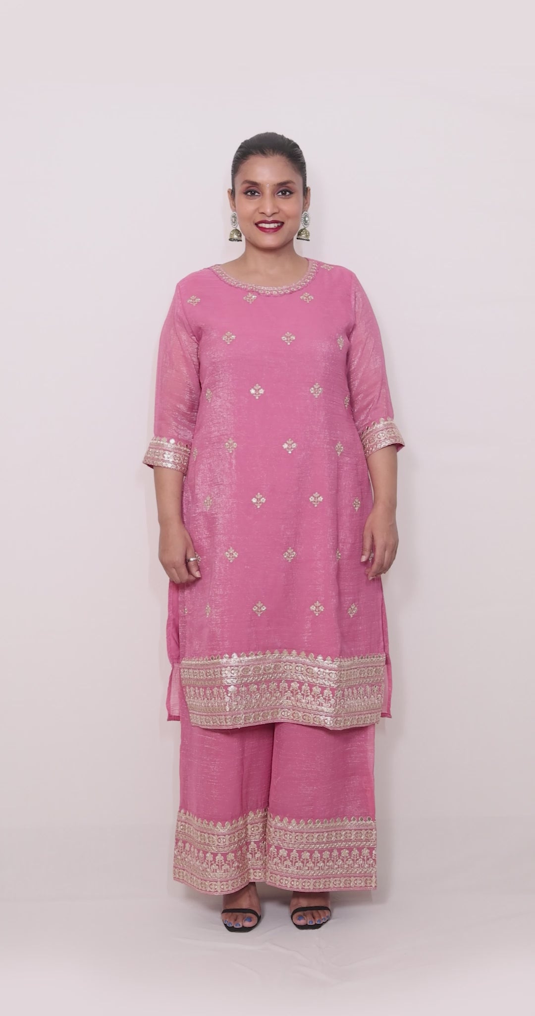 Adina – 3 Piece Palazzo Salwar Suit (Pink)