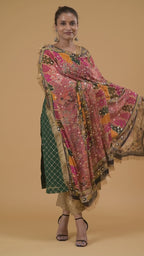 Rangriti Mirror-Embellished Chinon Dupatta