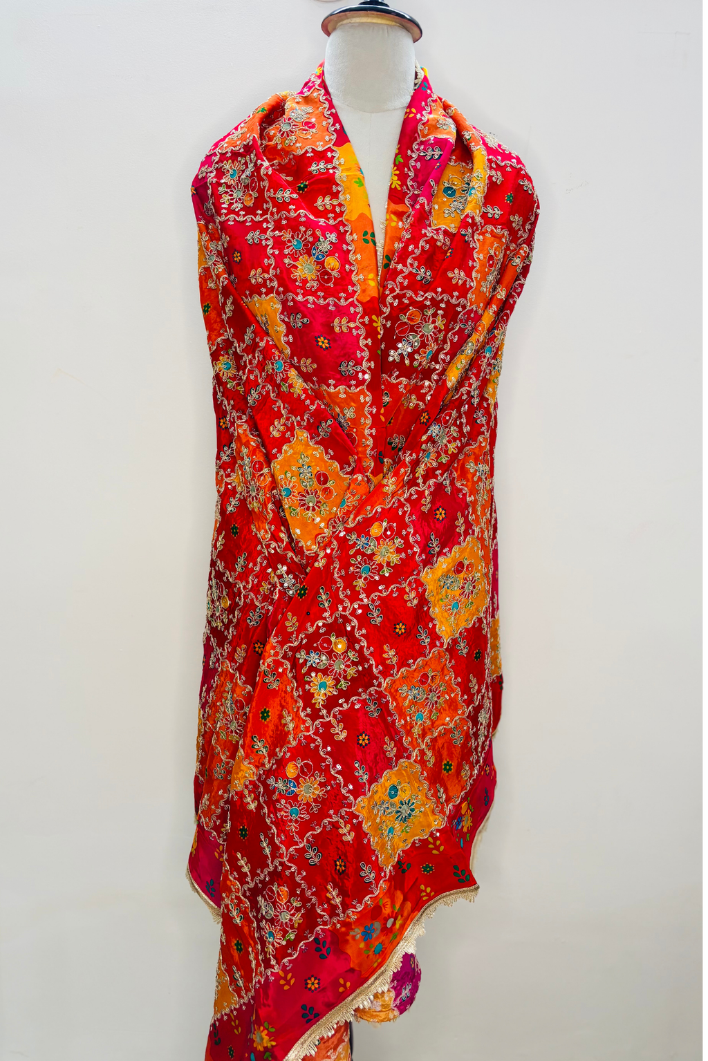 Gulraaz - Multicolor Crepe Dupatta