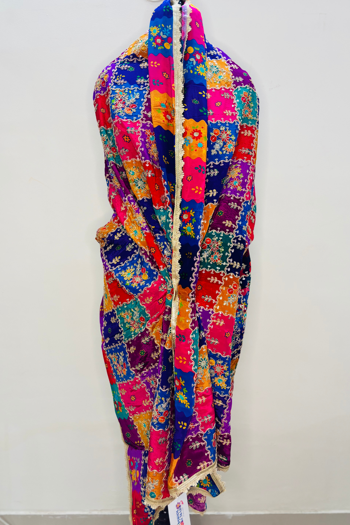 Phoolzaar - Multicolor Crepe Dupatta
